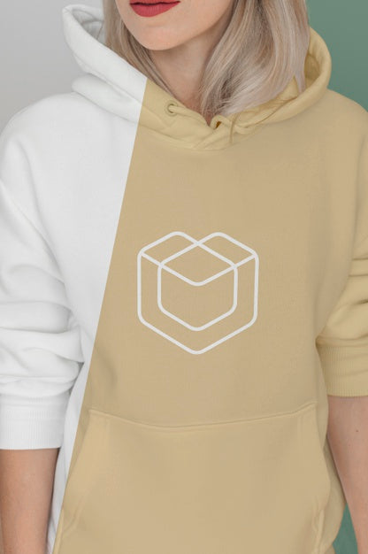Free Front View Of Stylish Woman In Hoodie Psd