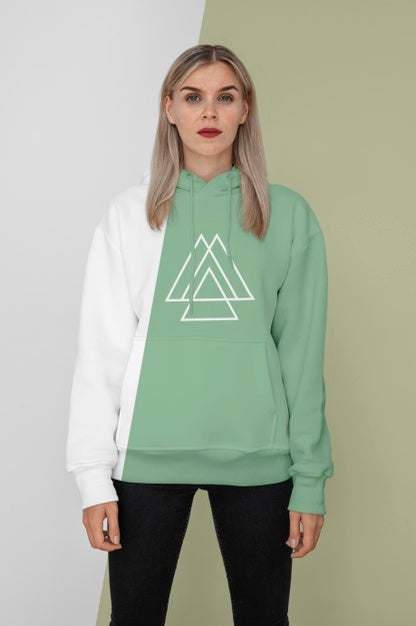 Free Front View Of Stylish Woman In Hoodie Psd