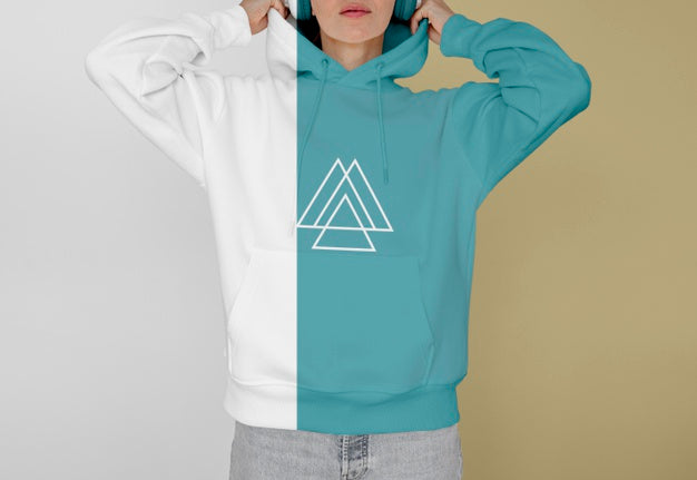 Free Front View Of Stylish Woman In Hoodie With Headphones Psd