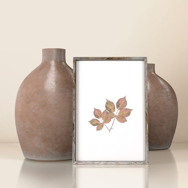 Free Front View Of Vases With Frame Decor Psd