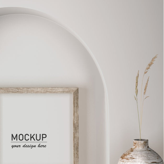 Free Front View Of Wall Decor With Vase And Frame Psd