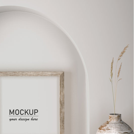 Free Front View Of Wall Decor With Vase And Frame Psd
