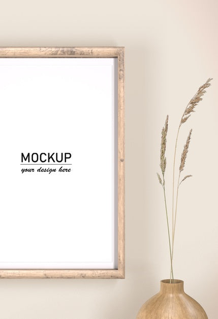 Free Front View Vase Decor With Flower And Frame Psd