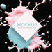 Free Geometric Mockup With Pink And Blue Liquid Color On Black Background Psd