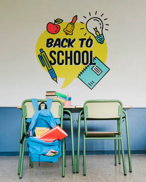 Free Getting Ready For The First Day Of School With Wall Mock-Up Psd