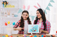 Free Girl And Mother With Tablet Mockup On Easter Day Psd