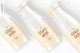 Free Glass Milk Bottles Mockup, Close Up Psd