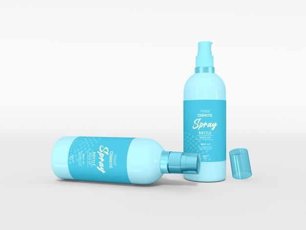 Free Glossy Cosmetic Spray Bottle Packaging Mockup Psd