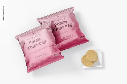 Free Glossy Stubby Chips Bag Mockup Psd