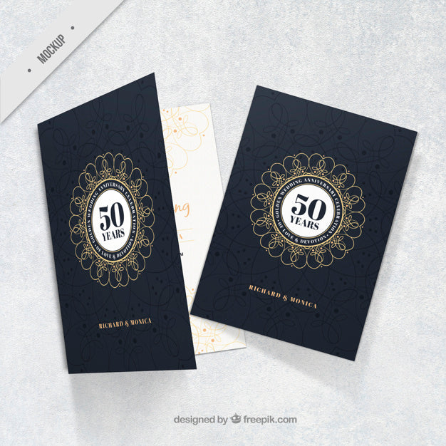 Free Golden Anniversary Elegant Card Psd