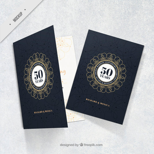 Free Golden Anniversary Elegant Card Psd
