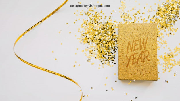 Free Golden Book Mockup With Christmas Design Psd