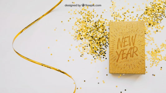 Free Golden Book Mockup With Christmas Design Psd
