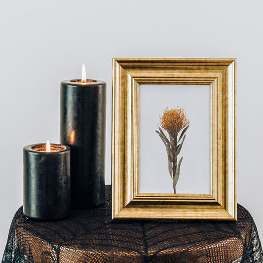 Free Golden Frame Mockup By The Candles Psd