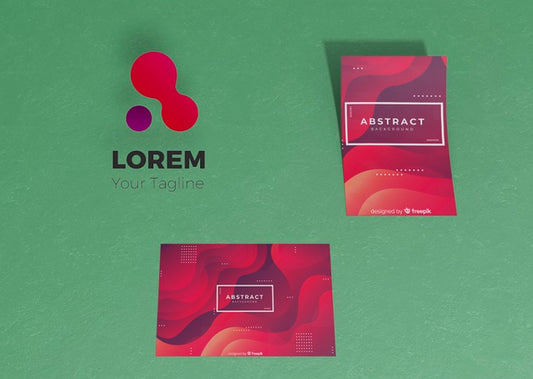 Free Gradient Liquid Effect Of Flyer And Card Brand Company Business Mock-Up Paper Psd