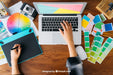 Free Graphic Designer Top View Mockup With Laptop Psd