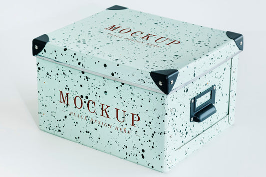Free Green Retro Paper Box Mockup Psd
