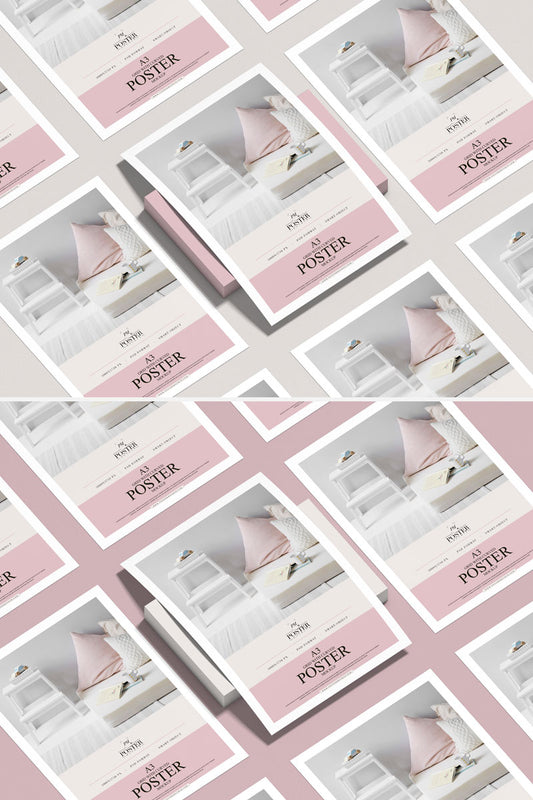 Free Grid Curved Poster Branding Mockup