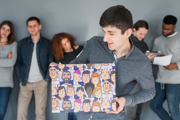 Free Group Of People Holding Placard Mockup For Charity Psd