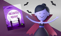 Free Halloween Card Mock-Up With Smiley Woman Vampire Psd
