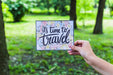 Free Hand Holding Paper In Nature For Travel Concept Psd