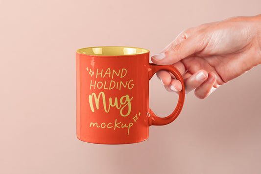 Free Hand Holding Psd Mug Mockup 2