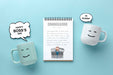 Free Happy Boss'S Day With Mugs And Notebooks Psd