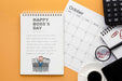 Free Happy Boss'S Day With Notebook And Calendar Psd