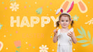 Free Happy Easter Day Mockup With Girl Psd