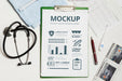 Free Health And Medicine With Stethoscope Mock-Up Psd