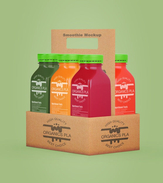 Free Healthy Eating Smoothies For Detox Concept In A Cardboard Box Psd
