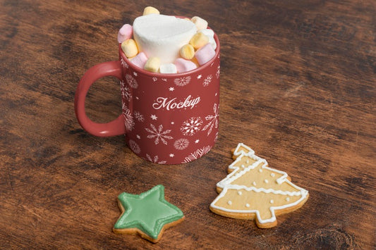 Free High Angle Delicious Beverage And Cookies Psd
