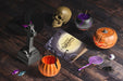 Free High Angle Of Halloween Scene Creator On Wooden Table Psd