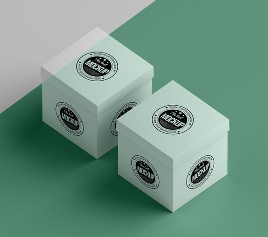 Free High Angle Of Packaging Box Mock-Up Psd