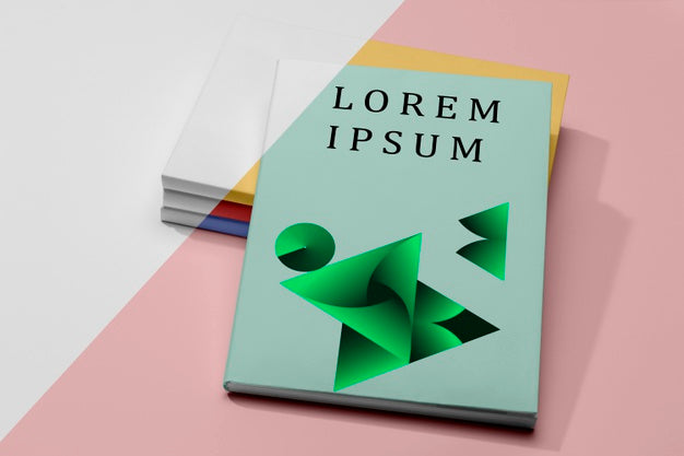 Free High Angle Tower Of Books With Gradient Shapes Psd