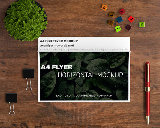 Free Horizontal A4 Flyer Mockup Psd