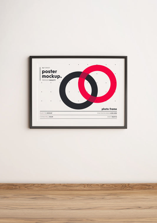 Free Horizontal Framed Poster Template Mockup Hanged On Wall Psd