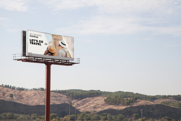 Free Huge Billboard Mockup On Blue Sky Background Psd