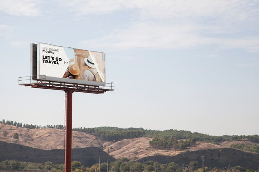 Free Huge Billboard Mockup On Blue Sky Background Psd