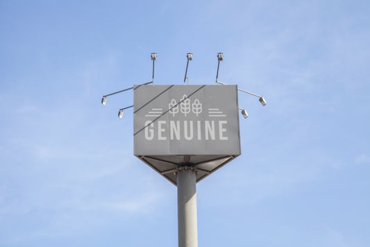 Free Huge Billboard Mockup On Blue Sky Background Psd