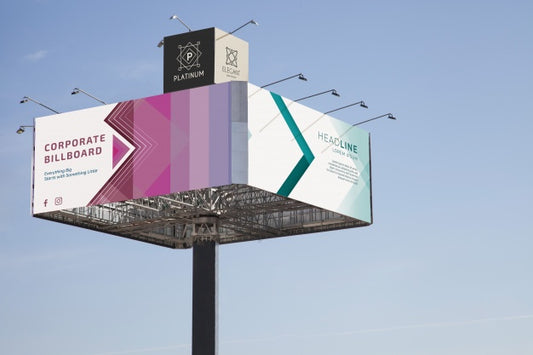Free Huge Billboard Mockup On Blue Sky Background Psd