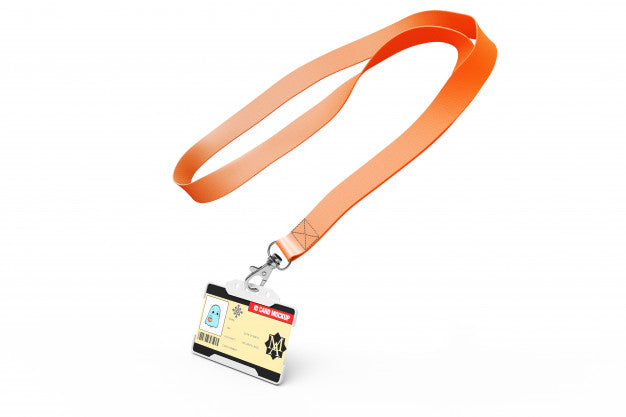 Free Id Card Mockup On Necklace Psd