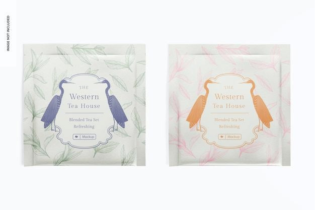 Free Individual Tea Bags Mockup, Top View Psd