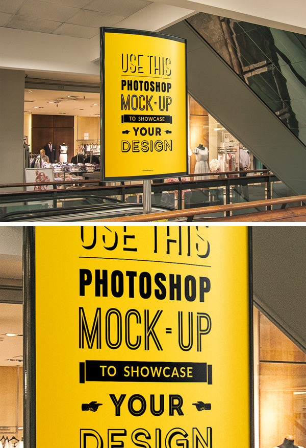 Free Indoor Advertising Poster Mockup