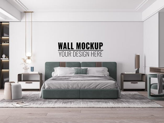 Free Interior Bedroom Wall Mockup Psd