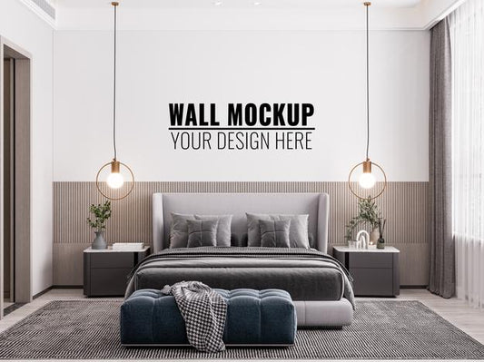 Free Interior Bedroom Wall Mockup Psd
