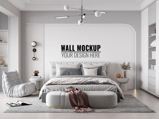 Free Interior Bedroom Wall Mockup Psd