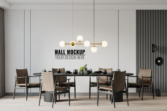 Free Interior Dining Room Wall Mockup Psd