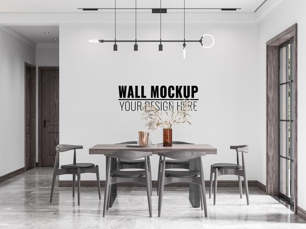 Free Interior Dining Room Wall Mockup Psd