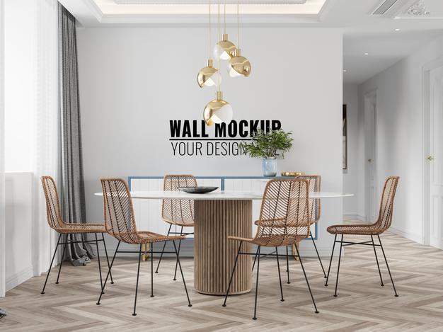 Free Interior Dining Room Wall Mockup Psd